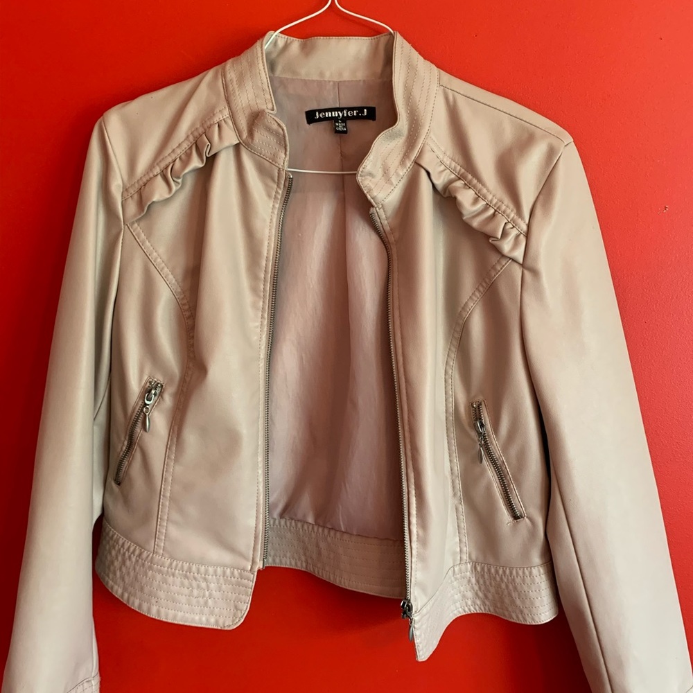 Cream Leather Jacket